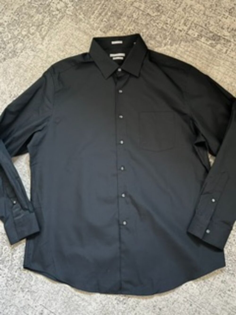 🧡3/$15 NWOT Van Heusen Poplin Fitted Black Long Sleeve Shirt Men's 17.5 34/35